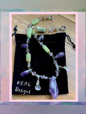 Genuine Jade & Amethyst Necklace